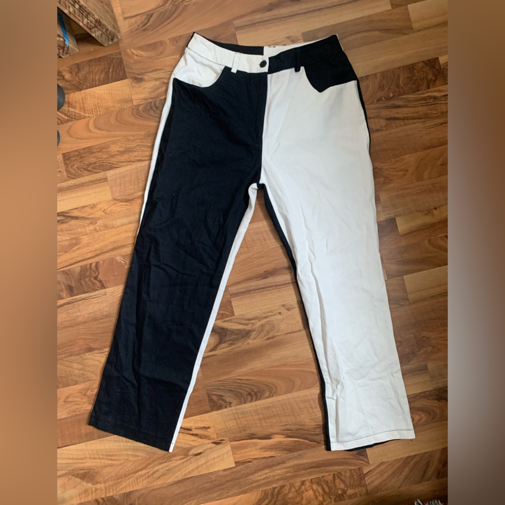 Black and White Twill Pants